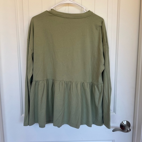 ASOS Peplum T-Shirt Sage Green 100% Cotton Size 8 - Picture 2 of 5
